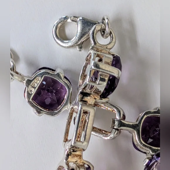 7.5" Sterling Silver Natural Amethyst 8.5mm Tennis Bracelet - Picture 9 of 9